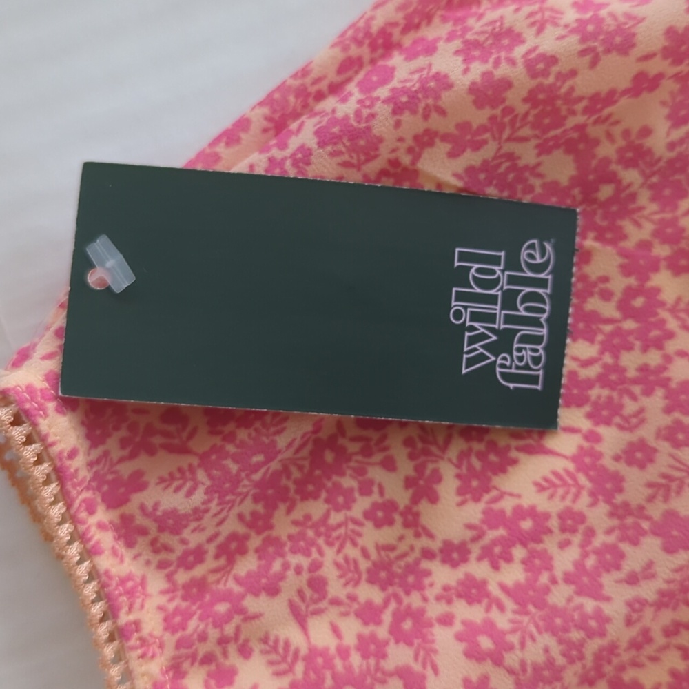 NWT Wild Fable Floral Ruffle Hem Midi Skirt LARGE Pink Dainty - Picture 6 of 14